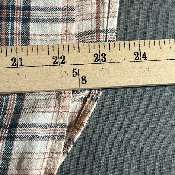 Faherty Top Womens Cream Gray Plaid Button Front Long Sleeves V-Neck Casual‎ - Picture 8 of 9